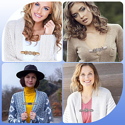 4 шт. 4 стиля прямоугольные зажимы для кардигана из цинкового сплава и железа со стразами&nbsp;AJEW-GF0010-43