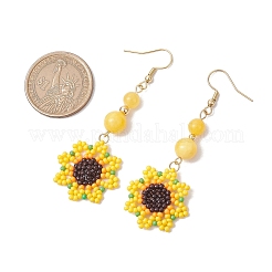 Стекло бисер болтающиеся серьги&nbsp;EJEW-MZ00328