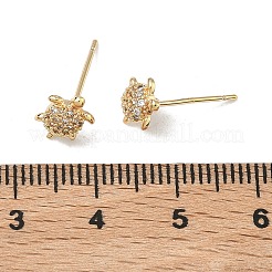 Женские серьги-гвоздики из латуни с микропаве и прозрачным кубическим цирконием&nbsp;EJEW-F403-02G