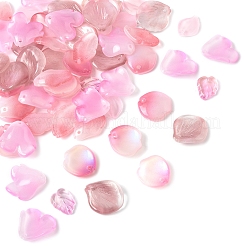 120 шт. 6 стиля осенняя тематика двухцветные прозрачные стеклянные подвески&nbsp;GLAA-FS0002-23