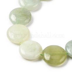 Природные плоские круглые Xiuyan нефрита бисер пряди&nbsp;G-L245-03B
