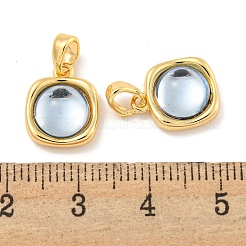 Квадратные подвески из латуни и смолы с защелками на дужках&nbsp;KK-P275-13G