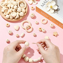 110 шт. 12 стиля необработанных деревянных бусин&nbsp;WOOD-YW0001-82