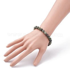 Браслеты из бисера из натуральной зеленой яшмы зебры&nbsp;BJEW-JB06470