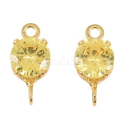 Латунные подвески-коннекторы с плоскими круглыми фианитами&nbsp;KK-P347-01G