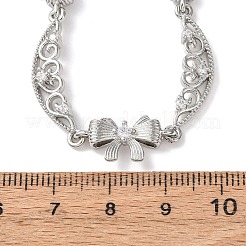 Латунные цепочки-банты и полые лунные звенья с прозрачными кубическими цирконами&nbsp;NJEW-D348-02P