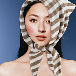 Полиэстеровый полосатый трикотажный шарф-треугольник для женщин&nbsp;AJEW-WH20070-106B