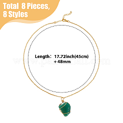 8 шт. 8 стиля самородков натуральный смешанный драгоценный камень подвеска ожерелье комплект для женщин&nbsp;NJEW-FI0001-47
