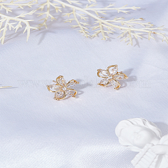 1 пара серег-гвоздиков из латуни с микропаве из прозрачных кубических цирконий&nbsp;EJEW-LP0004-89