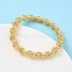 Латунные круглые бусины эластичные браслеты для женщин&nbsp;BJEW-B148-04A-G