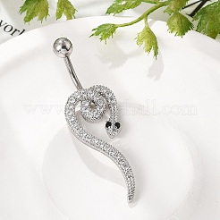 Сплав горный хрусталь змея изогнутая штанга кольца для живота&nbsp;LS-AJEW-R007-03P-02