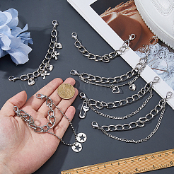 6 шт. 6 стиля 304 нержавеющая сталь цепи-удлинители для сумок&nbsp;HJEW-HS00075