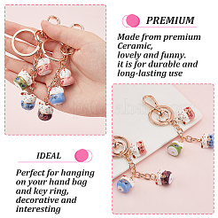 2шт 2 цвета maneki neko счастливый кот фарфоровый кулон брелок&nbsp;KEYC-OC0001-42A