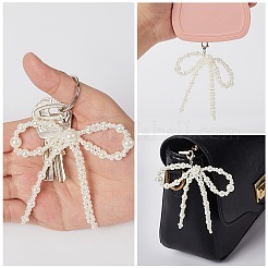 Пластиковые подвески-бантики для обуви с имитацией жемчуга&nbsp;DIY-WH20002-152D