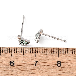 Серьги-гвоздики Charistmas Tree с микропаве из латуни&nbsp;EJEW-L278-09P