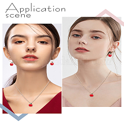 2 комплект из эмалевых серег и ожерелья с подвеской в виде яблока&nbsp;SJEW-LP0001-01