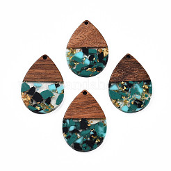 Подвески из прозрачной смолы и ореха&nbsp;RESI-N025-028-A04