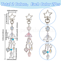 4 шт. 2-х цветные стеклянные подвесные украшения в виде медуз&nbsp;HJEW-SP0001-17