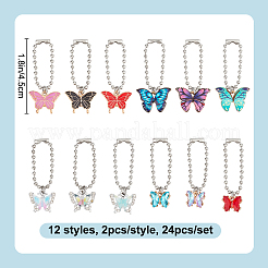 24 шт. 12 стиля бабочка сплав эмаль и хрустальные стразы и стеклянные туфли подвески&nbsp;HJEW-DR00092