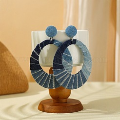 Овальные серьги-гвоздики из джинсовой ткани с подвесками&nbsp;FS-WG37483-01