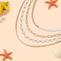 Комплект ожерелий из сплава и искусственного жемчуга&nbsp;NJEW-WH20007-02C