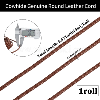 Круглый плетеный шнур из коровьей кожи с буквами длиной 5 м&nbsp;WL-GF0001-34A-02-1