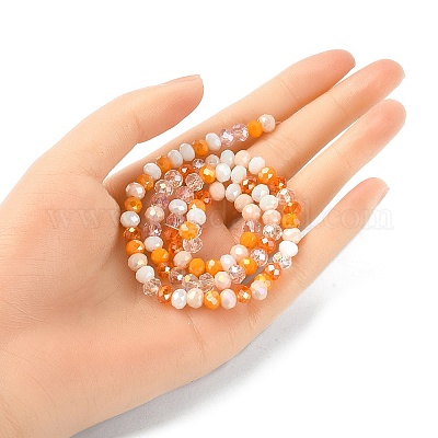 Стеклянные бусины с гальваническим покрытием &nbsp;EGLA-YW0002-D07-1