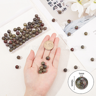 Натуральный дракон яшма кровь бисер пряди&nbsp;G-OC0001-18-10mm-1