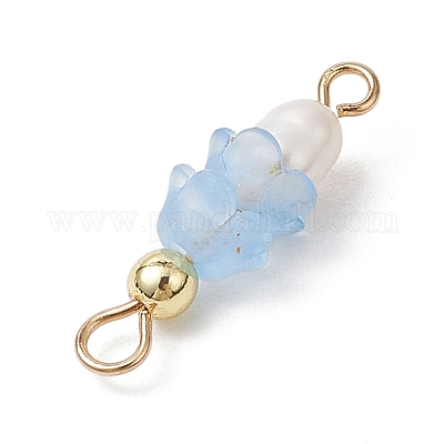 Подвески-шармы из искусственного пресноводного жемчуга и акрила с матовым цветком PALLOY-JF03590-10-1