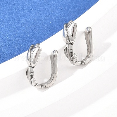 Кольца для носа в форме цветка розы из нержавеющей стали 316&nbsp;AJEW-C044-12AS-1