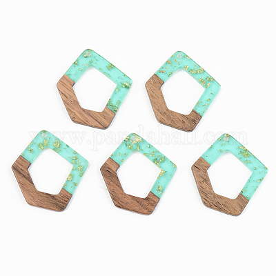 Подвески из прозрачной смолы и ореха RESI-S389-004A-B02-1