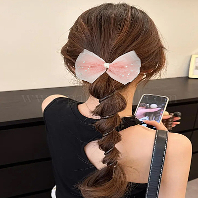 4 шт. 4-х цветные заколки для волос из полиэстера с бантом из кожи аллигатора&nbsp;PHAR-LP0002-38-1