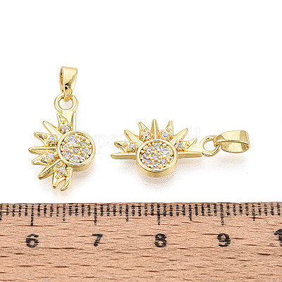 Латунные микропаве прозрачные кубические циркониевые подвески&nbsp;KK-N259-17G-1