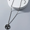 Fitness Barbell Alloy Black Enamel Pendant Necklaces for Men, Platinum, 23.62 inch(60cm)