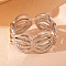 201 Stainless Steel Oval Link Chain Cuff Rings, Stainless Steel Color, Inner Diameter: 19mm