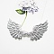 Cloth Embossing Wings, with Glitter Powder, Decorate Accessories, Silver, 30x75x1mm
