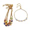 Adjustable Brass Slider Bracelets, Bolo Bracelets, with Box Chains and Brass Enamel Links, Evil Eye, Golden, Mixed Color, Inner Diameter: 3-1/2 inch(9cm)