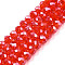 Electroplate Glass Beads Strands, Pearl Luster Plated, Faceted, Rondelle, Red, 8x6mm, Hole: 1mm, about 60~62pcs/strand, 39~40cm