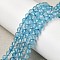 Natural & Dyed Blue Topaz Beads Strands, Faceted, Grade AA, Round, 4mm, Hole: 0.7mm, about 92~95pcs/strand, 15.24~15.51''(38.7~39.4cm)