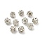 7mm Brass Rhinestone Beads, Round, Silver, 7x7.5mm, Hole: 1mm