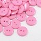 Acrylic Sewing Buttons, Plastic Buttons for Costume Design, 2-Hole, Dyed, Flat Round, Pink, 15x2mm, Hole: 1mm