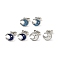 Enamel Crescent Moon with Star Stud Earrings with 316 Surgical Stainless Steel Pins, Stainless Steel Color Plated 304 Stainless Steel Jewelry for Women, Mixed Color, 8.5x8.5mm, Pin: 0.8mm