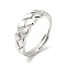 Non-Tarnish 304 Stainless Steel Textured Rhombus Adjustable Ring for Women, Stainless Steel Color, US Size 9(18.9mm)