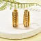 304 Stainless Steel Stud Earrings, Ion Plating(IP), Textured C-Shaped, Real 14K Gold Plated, 24.5x9mm