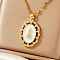 Brass Pave Shiny Clear Cubic Zirconia Oval with Nossa Senhora Aparecida Virgin Mary Pendant Necklaces, Golden, 15.75 inch(40cm)