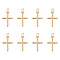 8Pcs Brass Pendants, Cross Charms, Long-Lasting Plated, Lead Free & Cadmium Free, Rack Plating, with Jump Ring, Real 18K Gold Plated, 17x11x1.5mm, Hole: 3.3mm