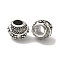 Barrel Antique Silver Plated Metal Alloy Rhinestone European Beads, Large Hole Beads, Crystal, 10~11x9mm, Hole: 5mm