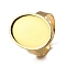 304 Stainless Steel Adjustable Ring Components, Oval Pad Ring Settings, Ion Plating(IP), Real 18K Gold Plated, Tray: 13.5x18mm, 20x15mm, Inner Diameter: 18mm