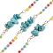 Brass Link Chains, with Glass Seed Beads & Synthetic Turquoise Beads, Long-Lasting Plated, Soldered, with Spool, Golden, 2x2mm, about 16.40 Feet(5m)/Roll