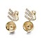 Brass Micro Pave Clear Cubic Zirconia Stud Earring Findings, for Half Drilled Bead, Swan, Real 18K Gold Plated, 15x8mm, Pin: 0.7mm, pin: 1.0mm(for Half Drilled Bead).